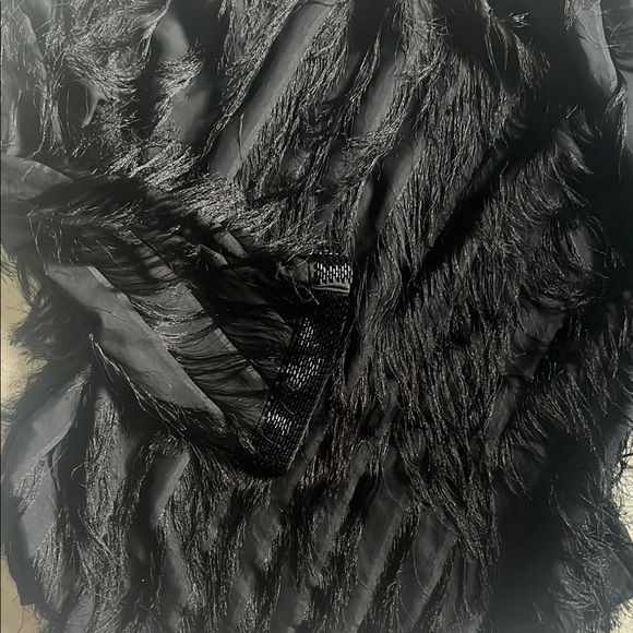 Black Cocktail Skirt with Feathered Texture - Picture 4 of 7